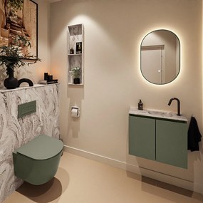 Mondiaz Ture DLux toiletmeubel 60cm army met wastafel glace rechts met kraangat