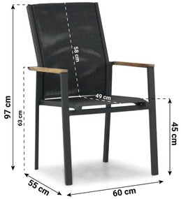 Tuinset 6 personen 240 cm Aluminium/textileen Grijs Presto Ricadi/Borello