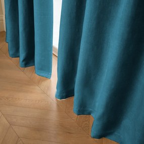 Verduisteringsgordijn van gewassen linnen, leren lussen, Private