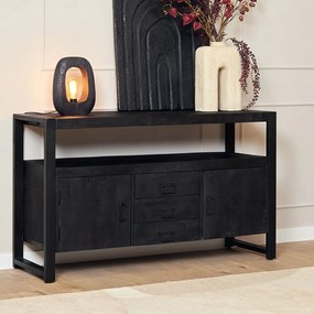 Starfurn Boaz Black Dressoir Mangohout Zwart 135 Cm - 135x54x80cm.