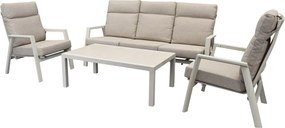 Vegas stoel bank loungeset 4 delig verstelbaar aluminium latte