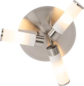 Moderne badkamer plafondlamp staal 3-lichts IP44 - Bath