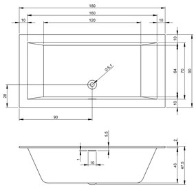 Riho Rethink Cubic inbouw ligbad 180x90cm wit mat