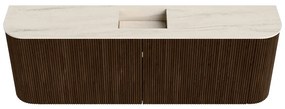 Mondiaz Joya DLux 125cm toiletmeubel ronding links/rechts walnut met wastafel faye midden 1 kraangat meli