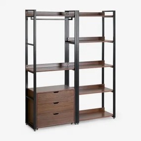 Open Modulair 2-delig Kast Met Lades, Stalen Plank En Mdf Ariaster Zwart - Sklum