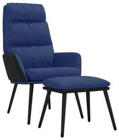vidaXL Relaxstoel met voetenbank stof en kunstleer blauw