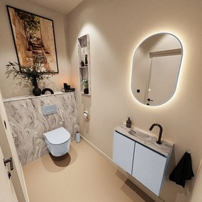 Mondiaz Ture DLux toiletmeubel 60cm clay met wastafel glace midden met kraangat