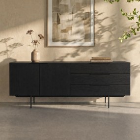 Zuiver Travis Eiken Dressoir Zwart - 180x45x70.5cm.