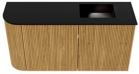 Mondiaz Joya 80cm toiletmeubel ronding links oak met wastafel faye rechts zonder kraangat urban