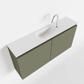 Mondiaz Ture 100cm toiletmeubel army met wastafel talc midden 1 kraangat