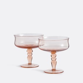 Set van 2 champagneglazen met geribbeld glas, Brissa