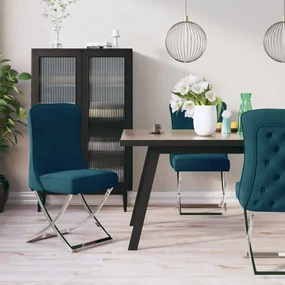 vidaXL Eetkamerstoelen 6 st 53x52x98 cm fluweel roestvrij staal blauw