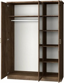 Kledingkast Lircava 112, Lefkas eik, 191x135x57cm, 111.21 kg, Kledingkast deuren: Met scharnieren, Aantal planken: 5, Aantal planken: 5