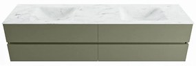 Mondiaz Vica DLux badmeubel 200cm army 4 lades met wastafel opalo dubbel 2 kraangaten