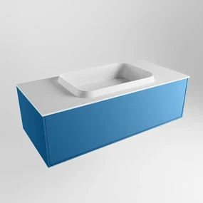 Mondiaz Erin 100cm badmeubel Jeans met 1 lade en witte wastafel midden zonder kraangaten