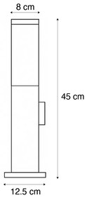 Moderne buitenlamp 45 cm staal met stopcontact IP44 - Malios Design, Modern E27 IP44 Buitenverlichting