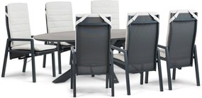 Tuinset 6 personen 240 cm Aluminium Grijs Lifestyle Garden Furniture Vivaro/Lunea
