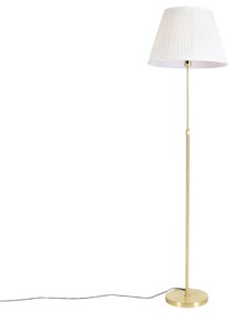 Vloerlamp goud/messing met plisse kap crème 45 cm - Parte