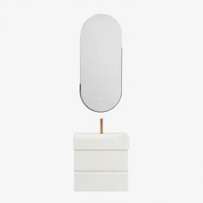 Badkamermeubelset Van Hout En Essenhoutfineer Met Geïntegreerde Wastafel Ona Wit & Oval Led And Antifog Black 45x105 Cm Vacson & Rosé - Sklum