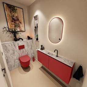 Mondiaz Ture DLux toiletmeubel 120cm fire met wastafel glace midden met kraangat