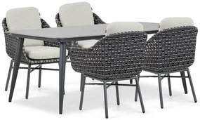 Tuinset 4 personen 180 cm Aluminium/wicker Grijs Santika Furniture Santika
