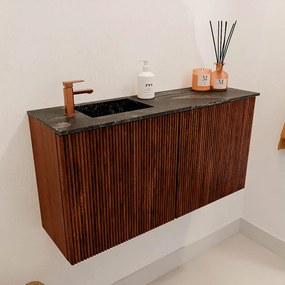 Mondiaz Joya DLux 80cm toiletmeubel ruby met wastafel faye links 1 kraangat lava