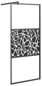 vidaXL Inloopdouchewand met stenenmotief 90x195 cm ESG-glas zwart