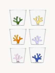 Handgemaakte waterglazen Coral Reef, 6-delig