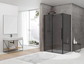 van Rijn ST06 douchecabine met 140cm softclose deur en rookglas matzwart 140x100cm
