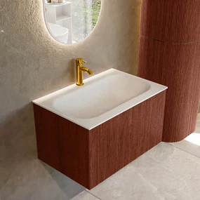 Mondiaz Kurve 70cm badmeubel ruby met 1 lade en wastafel big small midden 1 kraangat