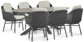 Tuinset 6 personen 220 cm Aluminium/wicker Grijs Santika Furniture Santika