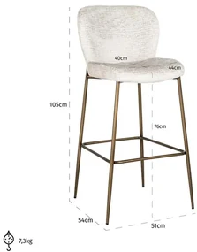 Richmond Interiors Darby Luxe Barstoel Zachte Stof Creme