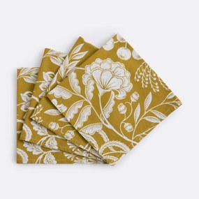 Set van 4 gewassen katoenen servetten, bloemenprint, LINDA