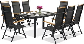 Aluminium tuinmeubelen polywood Verona Wood voor 8 personen Garden Point zwart
