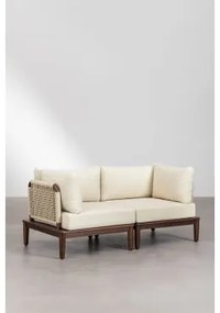 Giulia 2-delige Modulaire Bank Met 2 Hoekfauteuils In Acaciahout Beige – Crème - Sklum