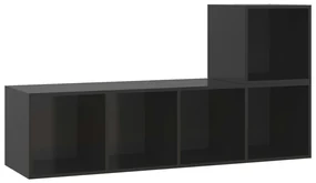 vidaXL 2-delige Tv-meubelset spaanplaat hoogglans zwart