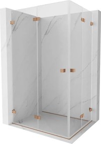 Mexen Lunar-F Duo vouwbare douchecabine 100 x 80 cm, transparant, geborsteld koper - 836-100L-080P-65-00