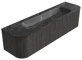 Mondiaz Kurve-dlux 170cm badmeubel ronding links/rechts shadow met 1 lade en 2 deuren en wastafel big large midden 1 kraangat lava