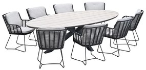 Garden Impressions Fabrice tuinset 9-delig antraciet - Tulli tuintafel ovaal 280x140 cm light teak look