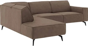 Goossens Hoekbank Hercules bruin, microvezel, 3-zits, modern design met ligelement links