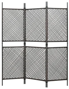 vidaXL Kamerscherm met 3 panelen 180x200 cm poly rattan bruin
