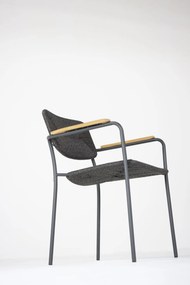 4 Seasons Outdoor stapelbare Bora tuinstoel antraciet met teak armleggers SALE  Tuinstoel    antraciet weerbestendig