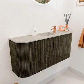 Mondiaz Joya DLux 95cm toiletmeubel ronding links/rechts shadow met wastafel faye midden 1 kraangat opalo