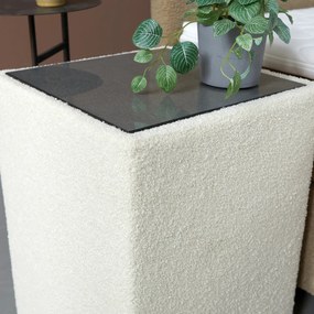 Boucle Stof Nachtkastje Creme - 40x40x58cm.