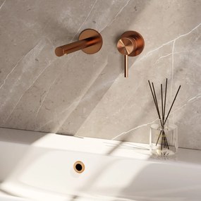 Brauer Stripe inbouw wastafelkraan ColdStart met rechte uitloop en rozetten model A1 koper geborsteld PVD
