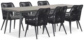 Tuinset 6 personen 240 cm Aluminium/wicker Grijs Coco Vedra/Matale