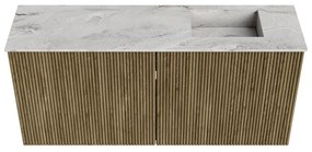 Mondiaz Joya DLux 90cm toiletmeubel dusk met wastafel faye rechts zonder kraangat glace