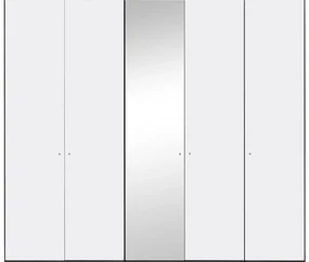 Goossens Kledingkast Easy Storage Ddk, Kledingkast 253 cm breed, 220 cm hoog, 4x draaideur en 1x spiegel draaideur midden