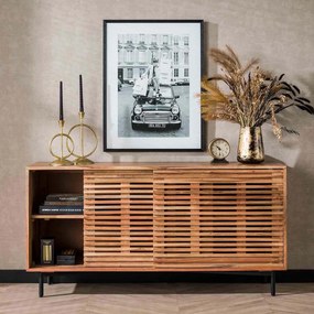 Dressoir Met Schuifdeuren Acacia Hout - 150x45x76cm.