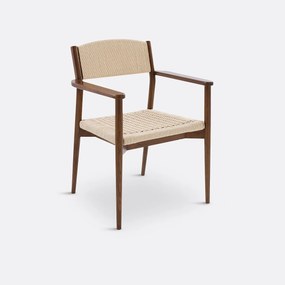 Tafelfauteuil in massief essenhout en vlechtwerk, Dorau